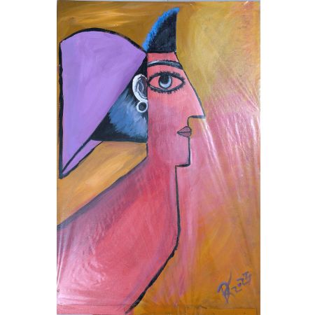 Egyptian Beauty Oil Canvas Painting by Artist Debayan Kundu 30 x 20 Inches